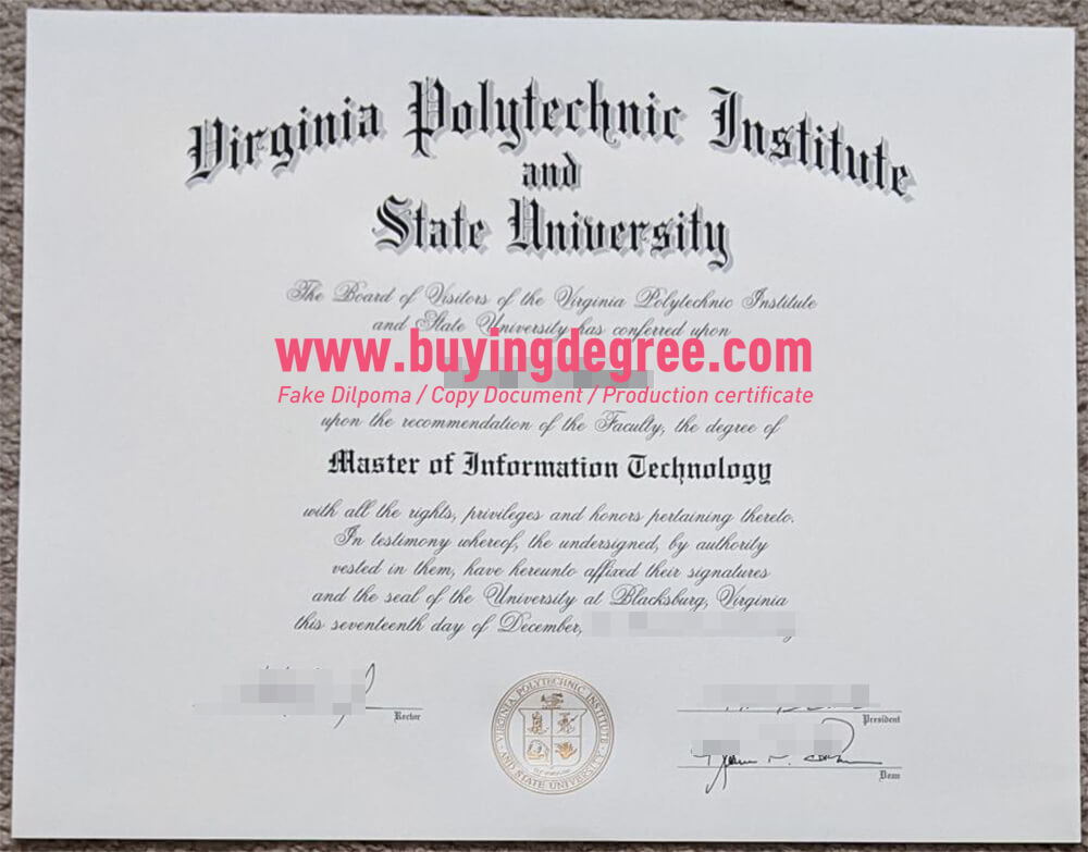 Virginia Tech degree certificate