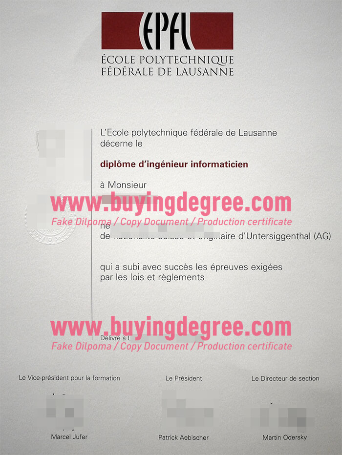 EPFL diploma certificate