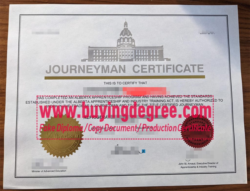 ALBERTA Journeyman certificate 