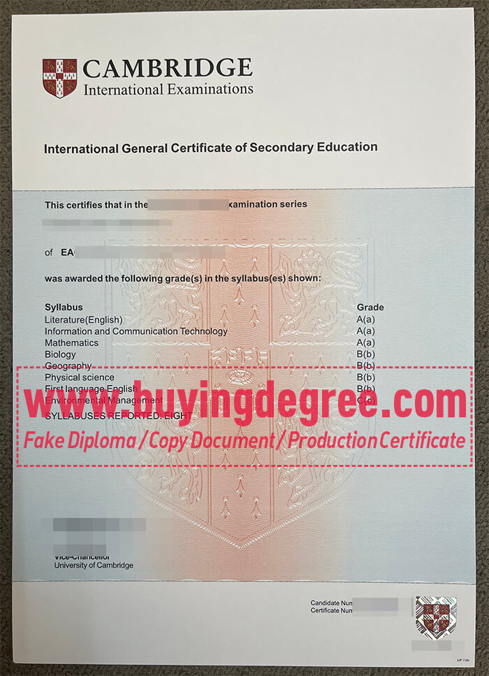 Cambridge International certificate