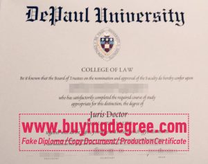 DePaul University degree certificate