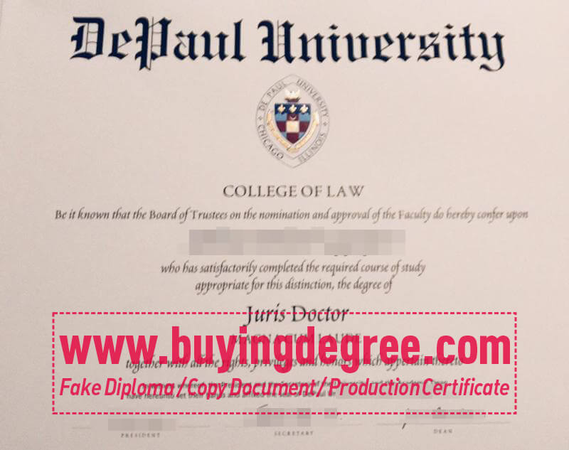 DePaul University degree certificate
