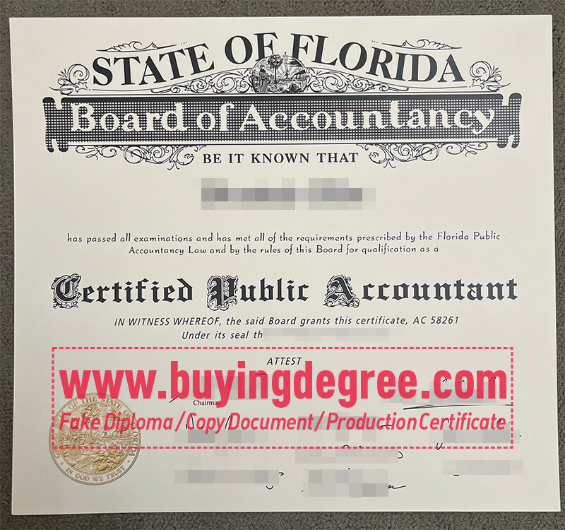 fake Florida CPA certificate
