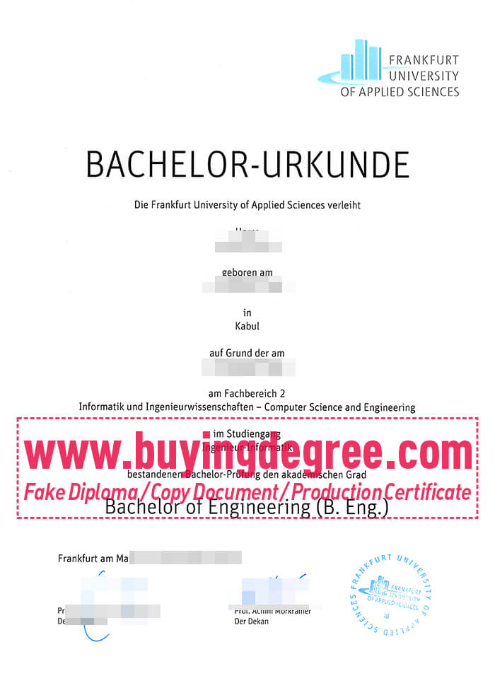 Frankfurt University of Applied Sciences diploma certificate