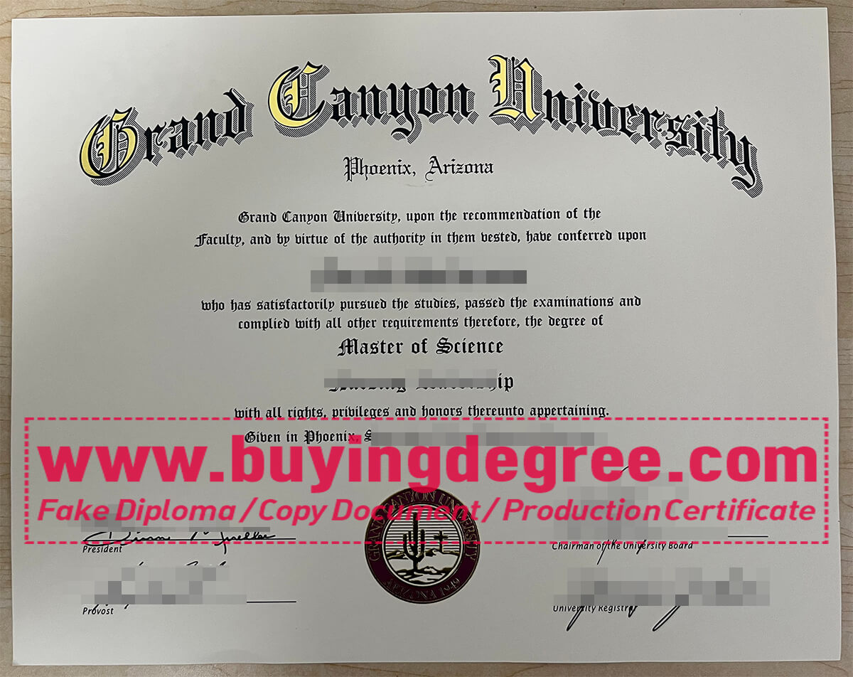 Grand Canyon University diploma, GCU degree