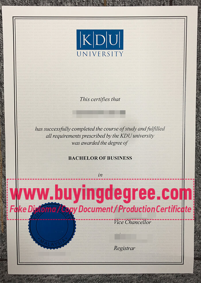 KDU University diploma