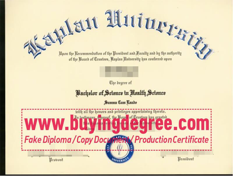 Kaplan University degree certificate