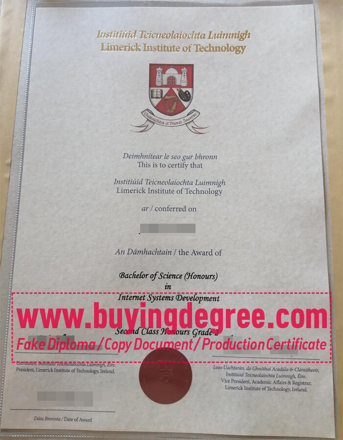 Limerick Institute of Technology certificate