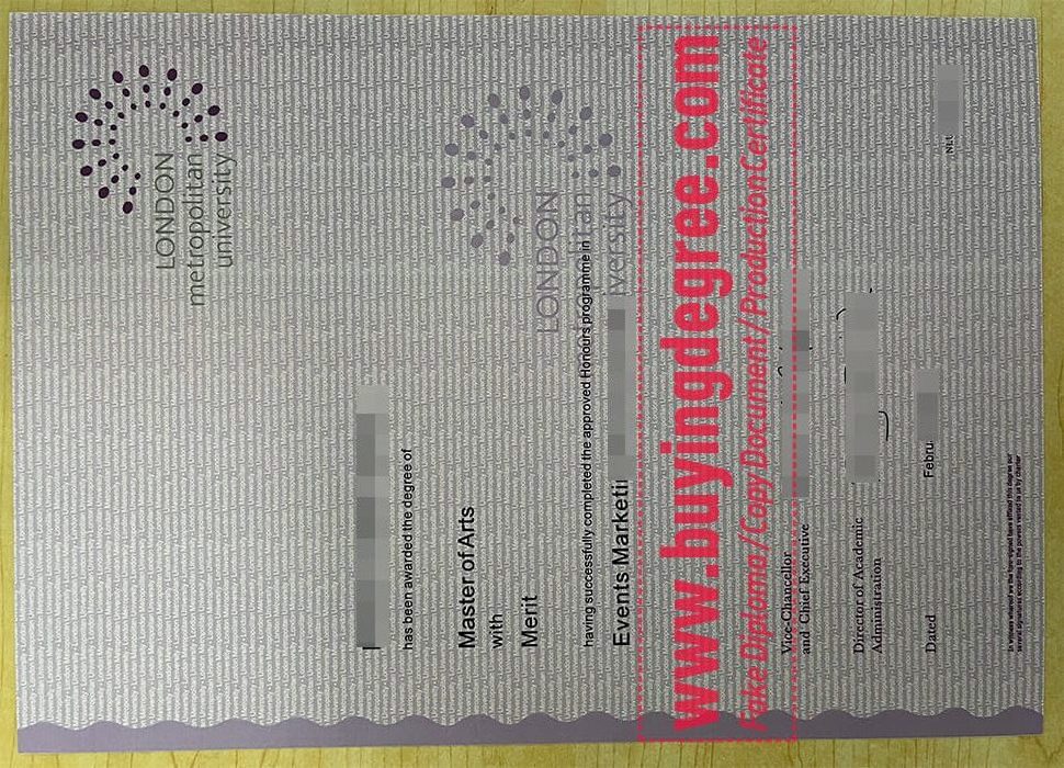 London Metropolitan University diploma