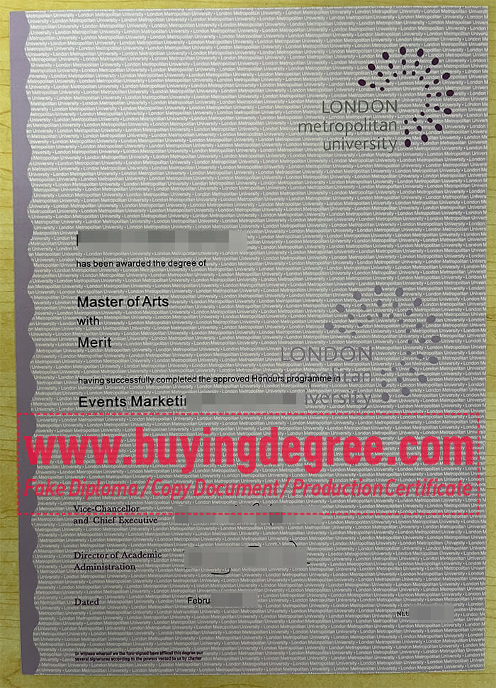 London Metropolitan University diploma