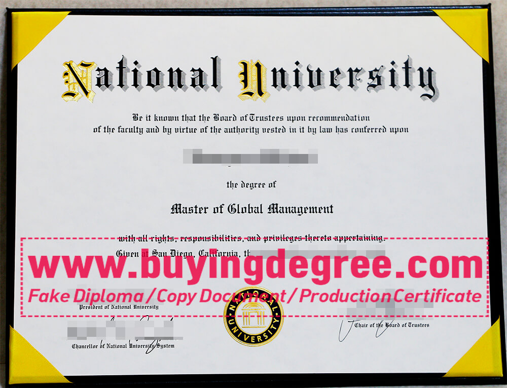 National University diploma from California