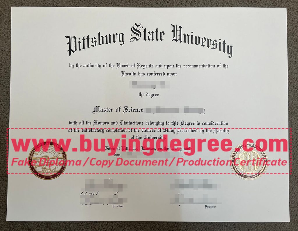 Pittsburg State University degree certificate