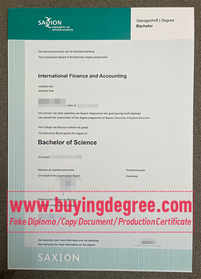 Saxion University of Applied Sciences diploma