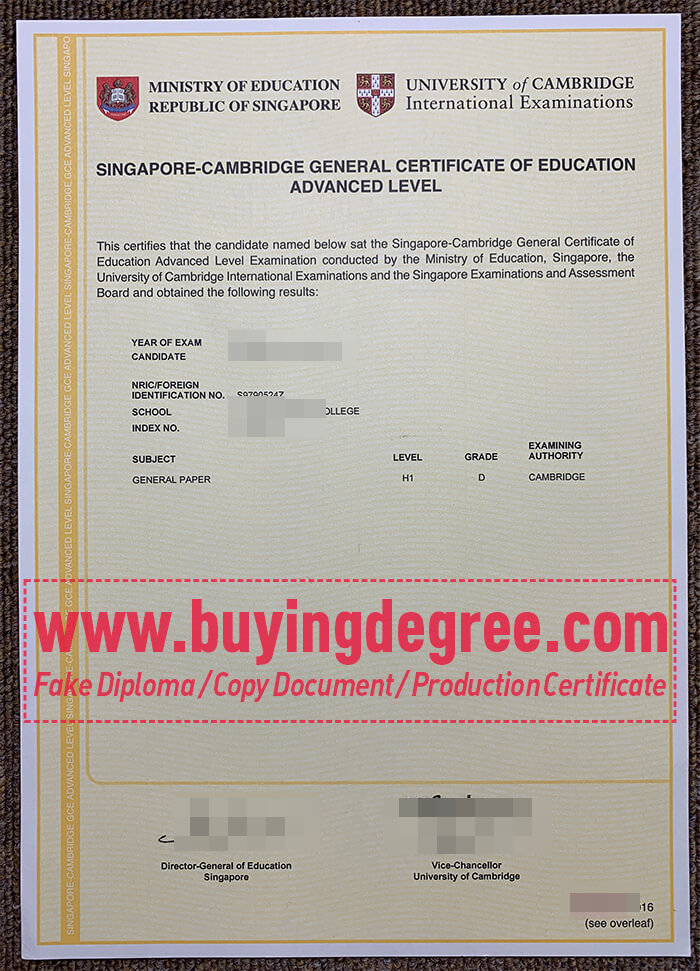 GCE O-Level certificate