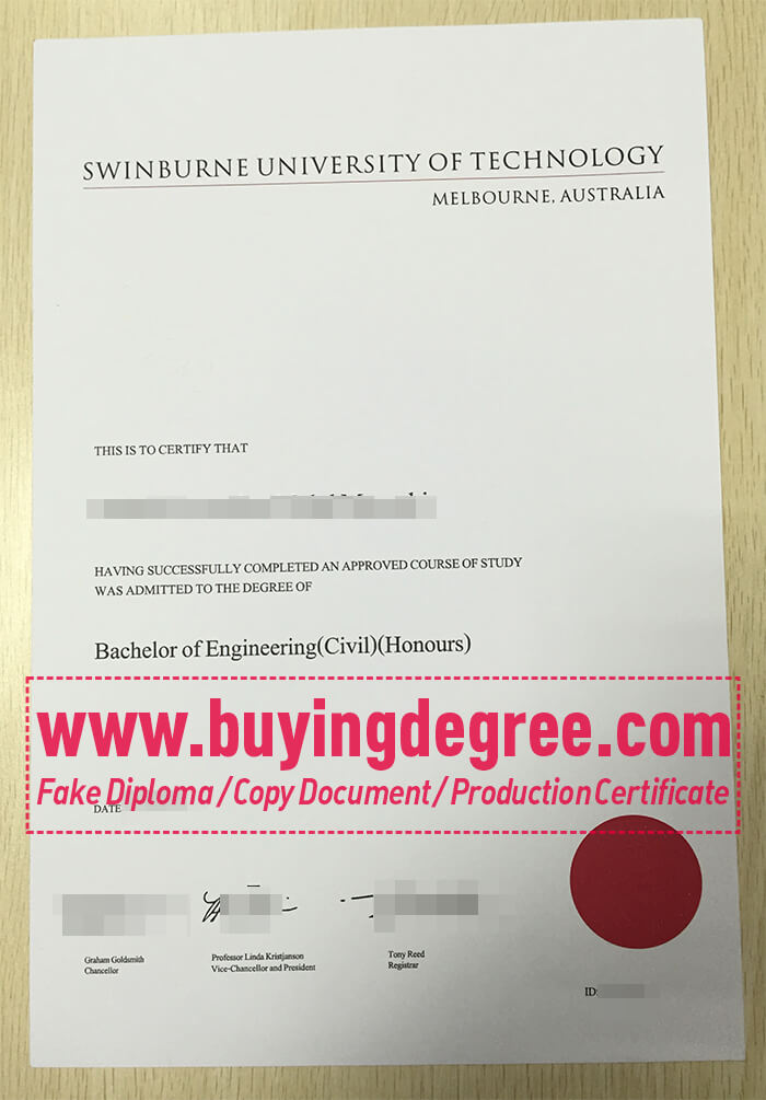 Swinburne University of Technology degree certificate