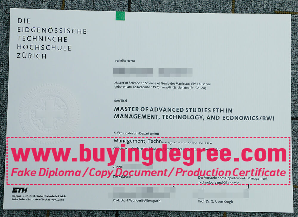 ETH Zurich degree
