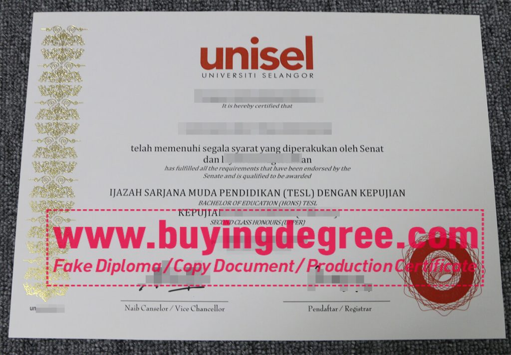 Universiti Selangor certificate