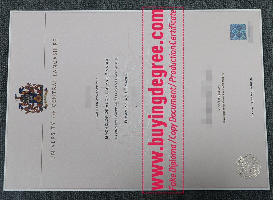 University of Central Lancashire certificate and transcript