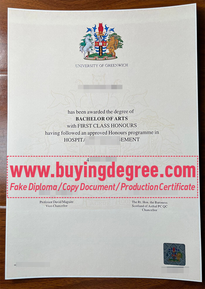 Greenwich University diploma and transcript