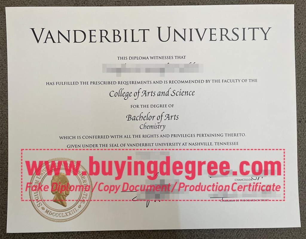 Vanderbilt University degree and transcript