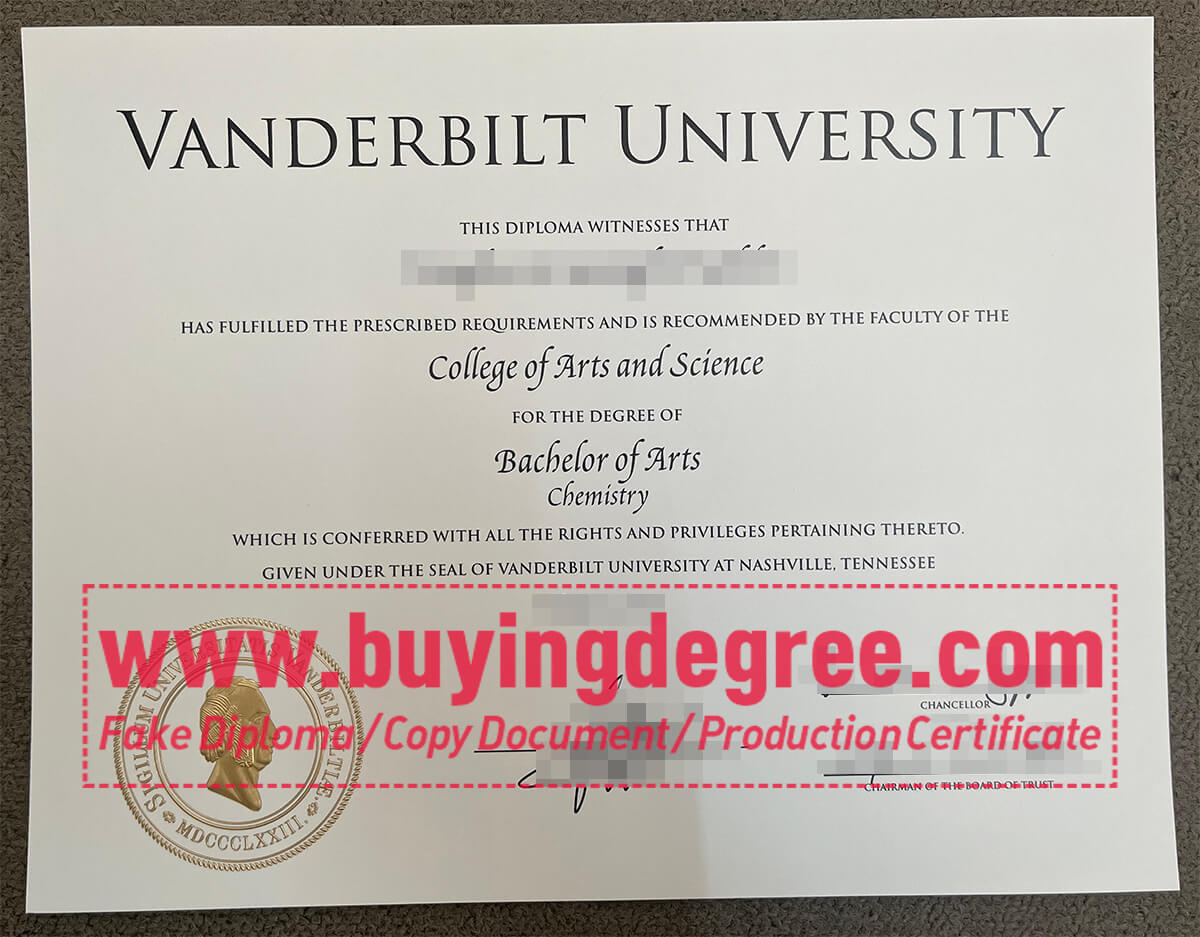 Vanderbilt University degree and transcript