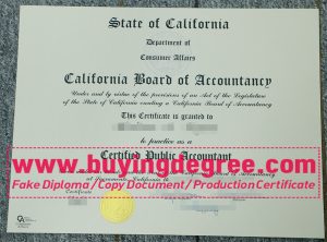 California Board of Accountancy certificate from California