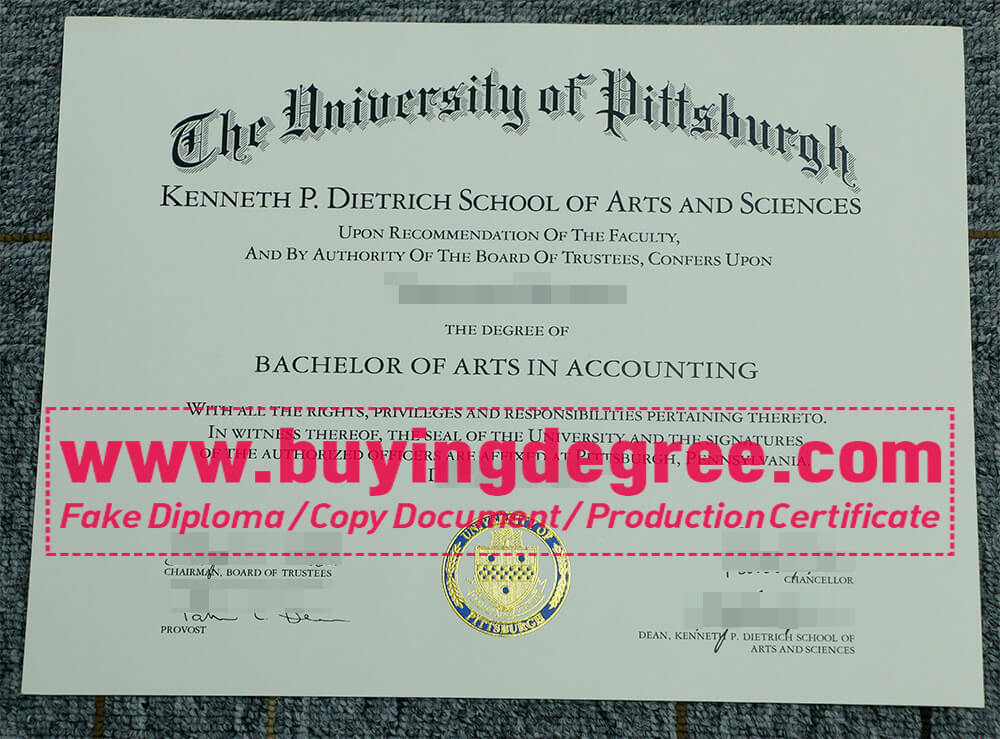 University of Pittsburgh degree, Pitt diploma