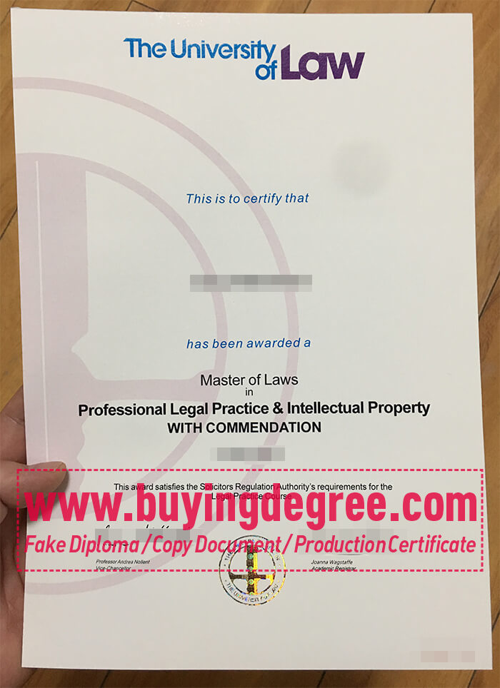 University f Law certificate