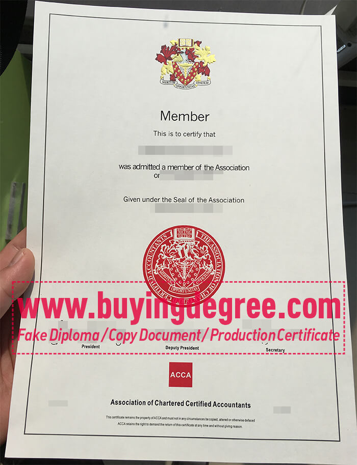 ACCA certificate with verification