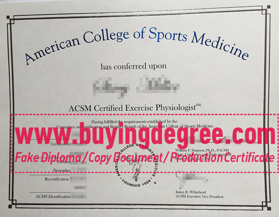 American College of Sports Medicine certificate, fake ACSM certification