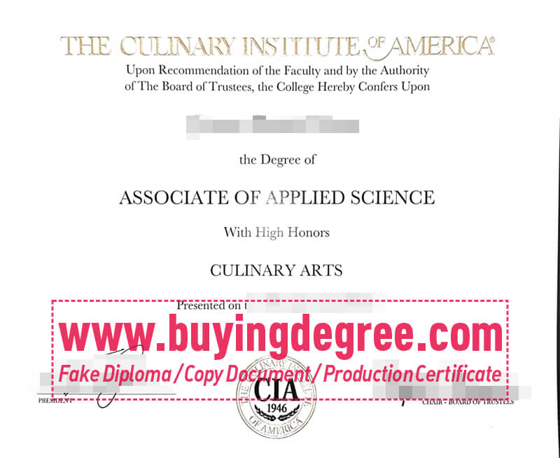 Culinary Institute of America degree, CIA diploma