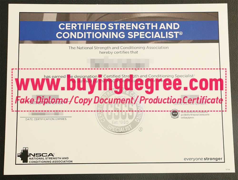 Certified Strength and Conditioning Specialist certificate, CSCS diploma