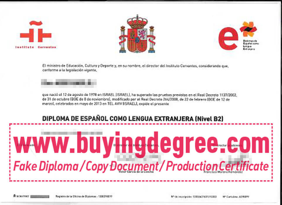 buy Diplomas de Español como Lengua Extranjera, DELE diploma