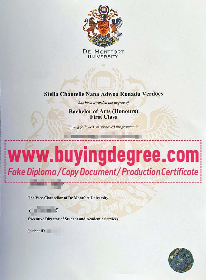 De Montfort University Degree Certificate