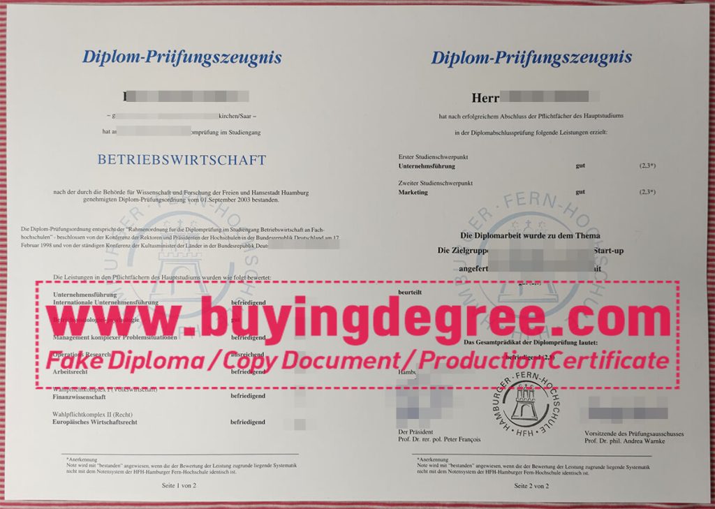 HFH · Hamburger Fern-Hochschule diploma