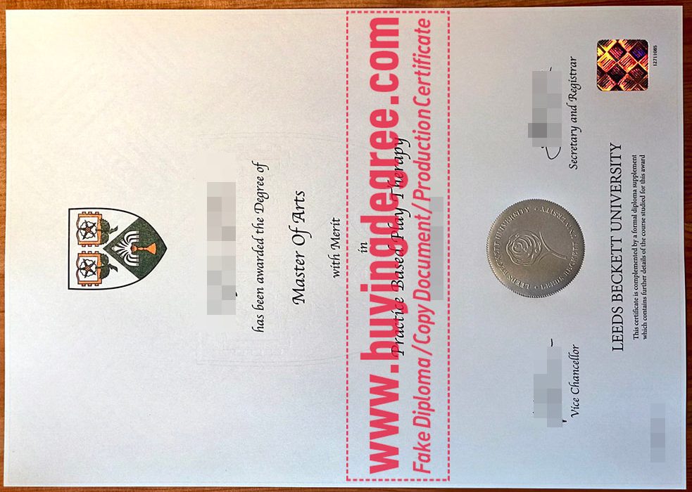 Leeds Beckett University degree certificate