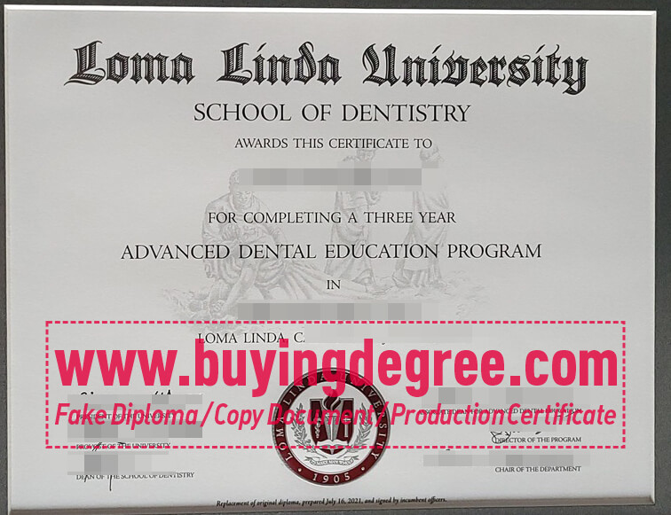 Loma Linda University certificate