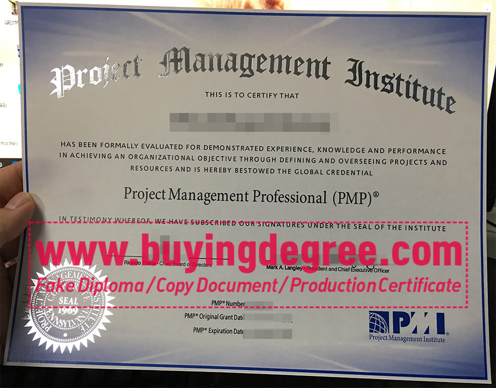 Project Management Professional certificate from PMI