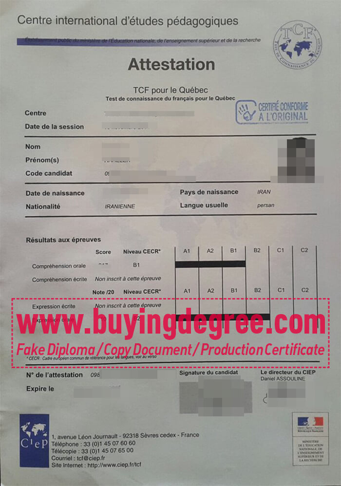 buy a fake TCF Québec certificate online online TCF Québec certificate