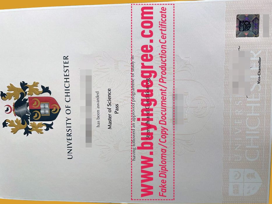 University of Chichester degree certificate