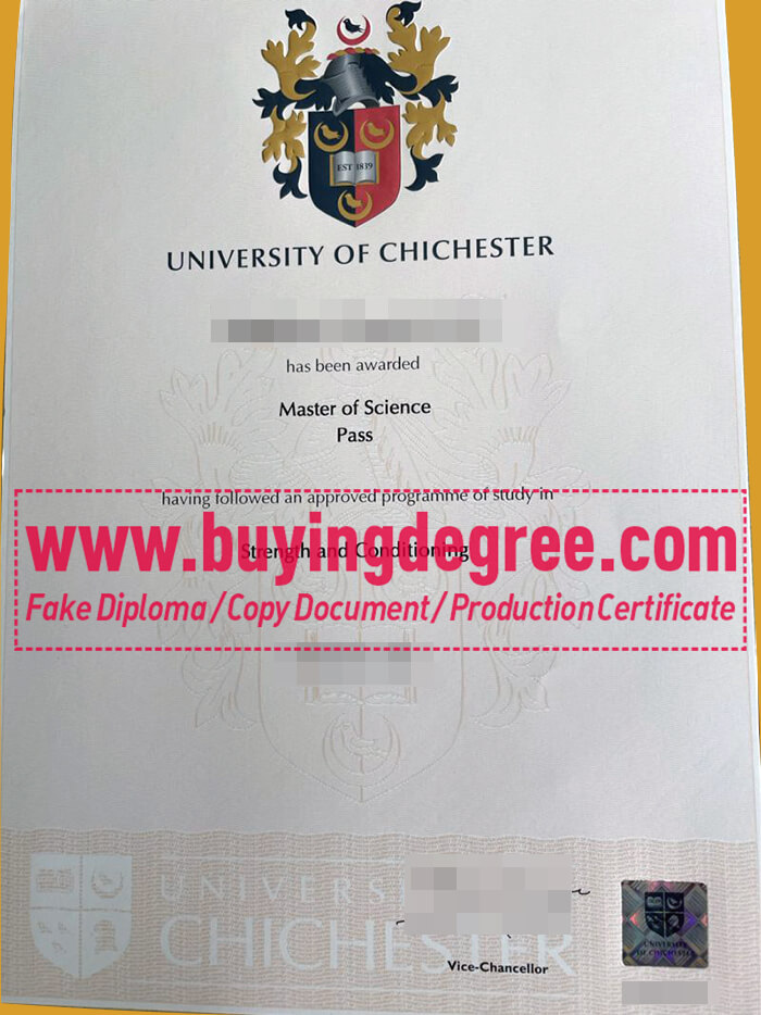 University of Chichester degree certificate