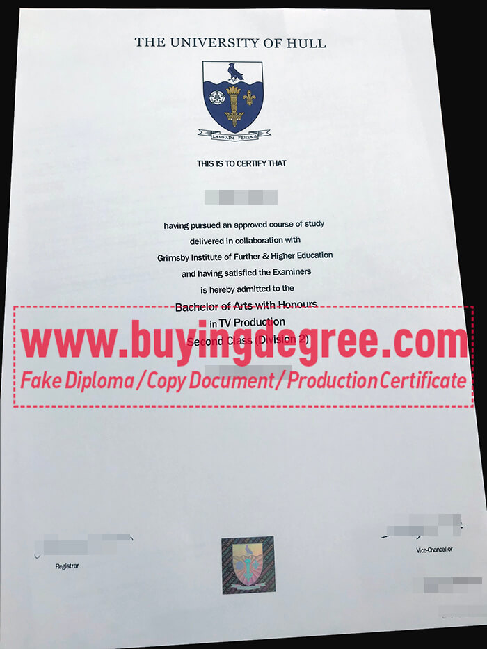 University of Hull degree certificate
