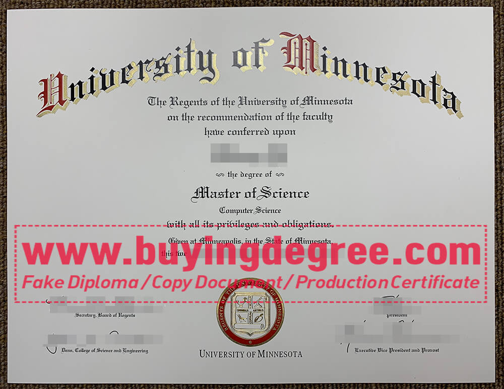 University of Minnesota degree and transcript