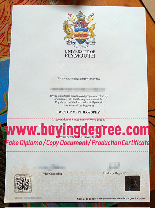 Buy a fake diploma and transcript from the University of Plymouth