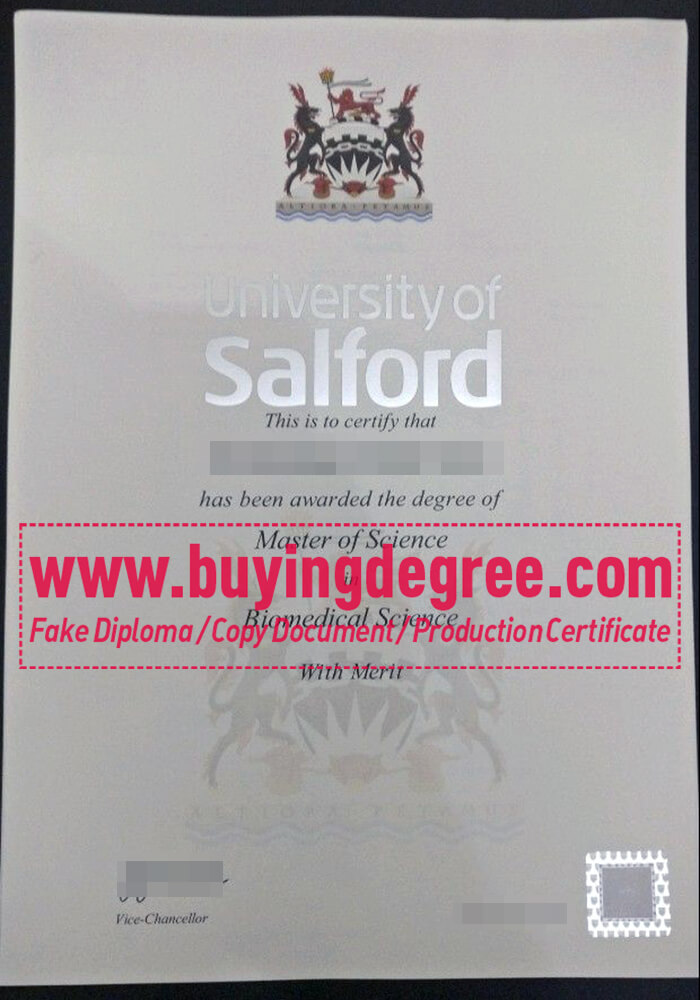 University of Salford degree certificate