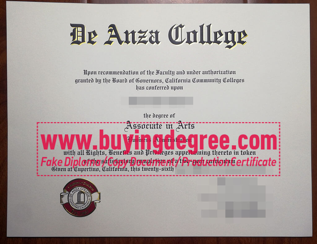 Order a fake De Anza College degree certificate