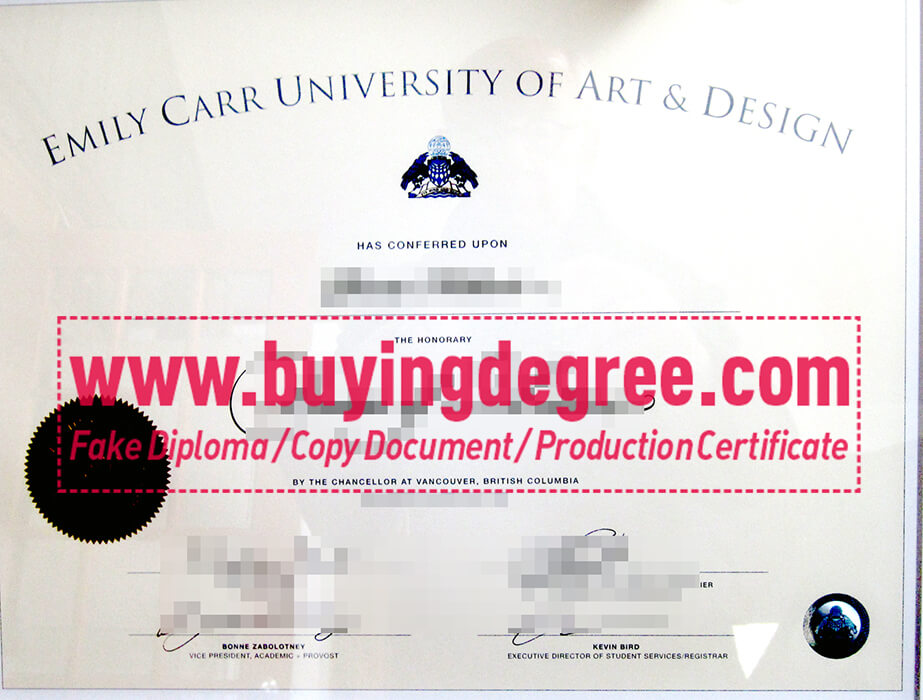 ECU degree, fake Emily Carr University of Art and Design diploma