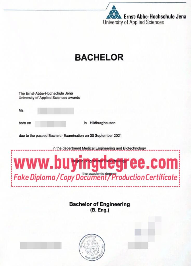 Create a fake Ernst-Abbe-Hochschule Jena degree