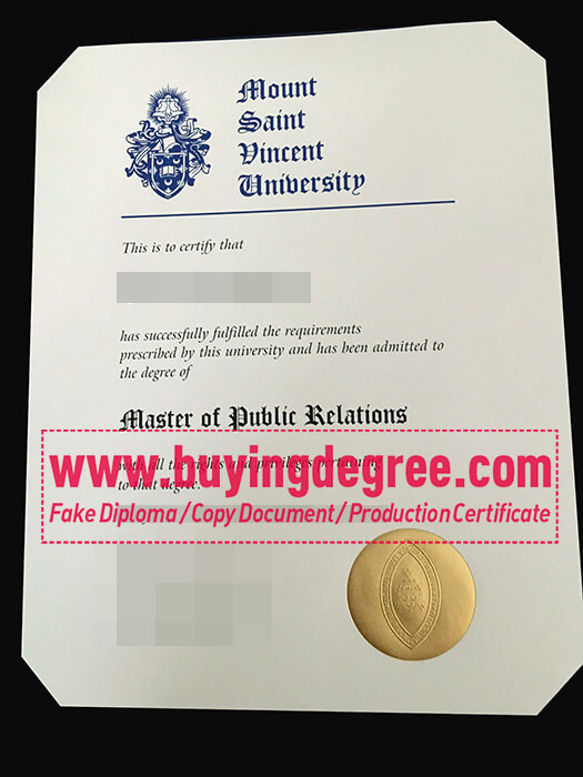Mount Saint Vincent University degree certificate