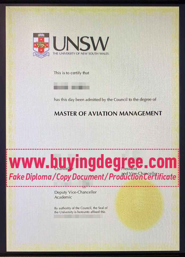  fake University of New South Wales degree, UNSW diploma